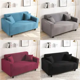 1 2 3 4 Seater Stretch Spandex Sofa Cover Elastic Slipcovers for Living Room Solid Color Washable Towel Couch Covers 220615