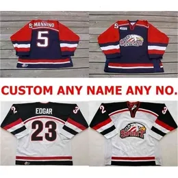 CHEN37 C26 NIK1 Personlig Ohl Saginaw Spirit Jersey 5 Mannino 23 Edgar Mens Womens Kids Stitched Ice Hockey Jerseys Custom Any Name No.Goalit Cut Jerseys