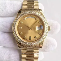 SX Luxury horloges 218348 40 mm diamant bezel Asia 2813 Mechanisch automatisch geel goud roestvrijstalen armband herenpolspola