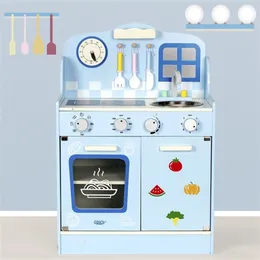 Simulation Kitchenware Pretend Play Set Girl Kitchen Wooden Children Interactive Educational Toys for Kids Birthday Gifts LJ201211