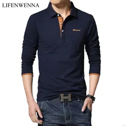 Casual Polo Shirt Men Fashion Letter Print Long-Sleeve Men's Polos Arrival Fashion Brand Polo Shirts Man -Sale Slim Polos 220418