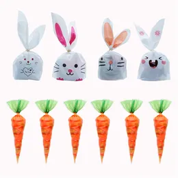 20 Batch Cute Carrot Ear Candy Biscuit Gift Bag Snack Baking Packaging Supplies Easter Decoration 220707