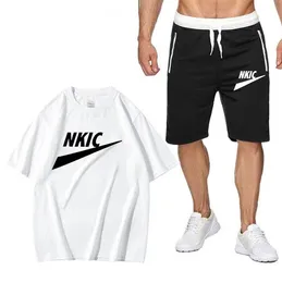 Homens Verão Marca Tracksuits Tshirt + Shorts Casual Esportes Terno 100% Algodão Respirável Homens 2 Peça Conjunto Masculino Sets Plus Size S-3XL