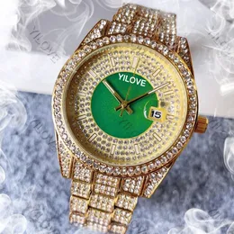Yüksek kaliteli moda erkekler kadınlar lüks saat Kore ithal elmaslar paslanmaz çelik su geçirmez saat 40mm klasik safir süper parlak çift kol saati