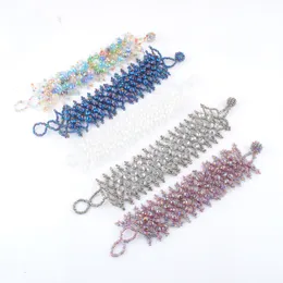Pulseiras de estiramento ajustáveis ​​fios com miçangas multicoloria lascas de cristal de cristal contas de trabalho manual Bangle Women Fashion Jewelry Gift 6,5-7 polegadas DBK300