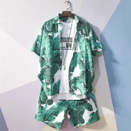 Strandkläder män hawaiian skjorta set modekläder streetwear kausala kust kläder andas coola shorts 220621