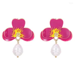 Dangle Avize Moda Büyüleyici İmitasyon İncileri Kadınlar İçin Küpeler Basit Sevimli Renk Çiçek Bildirimi Küpe Jewelrydangle Farl2