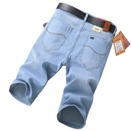 Sulee sommar kort denim casual män byxor kläder svart blå knä längd jeans homme original smal fit sträcka 220726