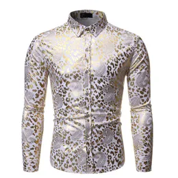 Luxus Weiß Paisley Bronzing Druck Hemd Männer Camisa Masculina 2022 Marke Neue Mens Dress Shirts Party Nachtclub Casual Hemd L220704