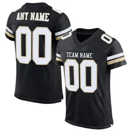 Custom Black White-Vegas Gold Mesh Authentic Football Jersey