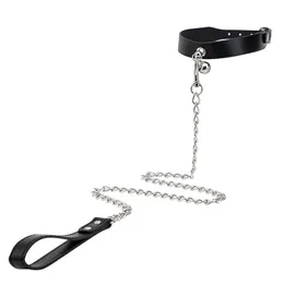 Fetiche Bondage Gear Slut Slave Cola de colarinho sexy Cadeia de aço restringe o cão punir colarinhos de pescoço para mulheres