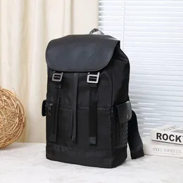 Nueva mochila escolar de moda, mochila de viaje de ocio de gran capacidad para hombres, lona importada con piel de vaca encerada, ocio de negocios tejido