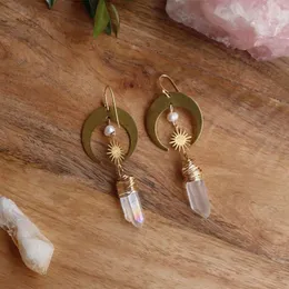 Dangle & Chandelier Celestial Aura Quartz Raw Crystal Earrings Hypoallergenic Lithium Aesthetic Moon JewelryDangle