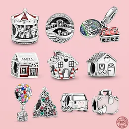 925 Silver Fit Pandora Charme 925 Bracelete Sparkling House Saltcase Car Charms Home Set Set Pingente Diy Fine Mertes Jóias