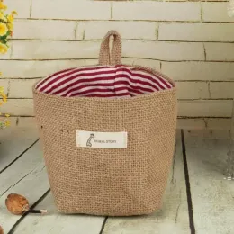 Storage Bags Wall Hang Behind The Door Organizer Linen Pocket Used For Cosmetics Stationery Wardrobe Flowerpot Decoration Basket