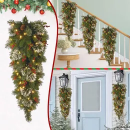 Dekoracyjne kwiaty wieńce żółte drzwi wieniec świąteczne do dekoracji LED Prelitarne schody ramy 36 cali forma 18 calowy