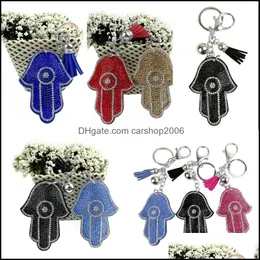 Keychains Fashion Accessories 13 Colors Wholesale Sier Plated Hamsa Fatima Hand Rhinestone Charms Palm Keychain For Car Key Ring 6 W2 Drop