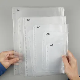 Anteckningar 1st/Lot A4 B5 A5 A6 A7 Spiral dragkedja Väska planerare transparent lösa bladfickor fickorNotepads