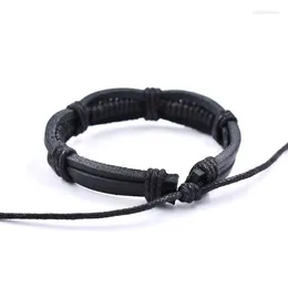 Link Cadeia Trendy Bracelets de couro genuíno Men Aço inoxidável Cordão multicamada para jóias femininas masculinas