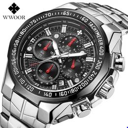 2022 WWOOR高品質の時計セブンニードルマンモーションセクションスチールクォーツ防水腕輪ウォッチクロノグラフウォッチ卸売腕時計Q2