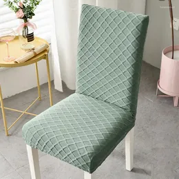 Chair Covers Thick Dining Room Cover Solid Color 3D Embossed Striped Lattice Home Stretch Seat Spandex Funda Silla Comedor