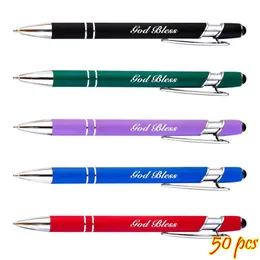 50st Metal Ball Point Pouch Screen Office School Advertising Text Laser Gravering Custom Pen 220613