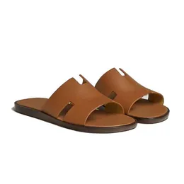 Summer Designer Izmir Men Sandals Shoes Calfskin Leather Slip On Comfort Walking Flip Flops Casual Gentleman Sandalias Wide Flat Slippery Size 38-45 HH05