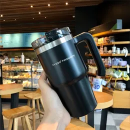 890 / 600ml rostfritt stål kaffe termos rånar resa Tumbler koppar vakuumkolv termosflaska med halm Garrafa termica gåva 220423