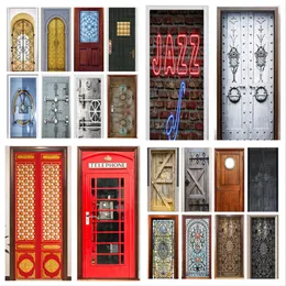 Modern Wood Grain Home Decor DIY Door PVC Waterproof Classical Pattern Sticker Safe Telephone Booth Self Adhesive Art Paper Bed 220716