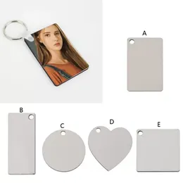 DIY Sublimation Wooden Hard Board Key Rings Double Printable White Blank MDF Key Chain Heat Transfer Jewelry Making