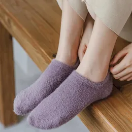 Socks & Hosiery Women Winter Warm Thicken Thermal Low Cut Woollen Seamless Sock Velvet Soft Sleeping Solid Color Casual Floor SocksSocks