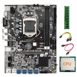 Motherboards -ETH-B75 Mining Motherboard LGA1155 8 GPU PCI-E 1X 16X Random CPU 6Pin To Dual 8Pin Cable SATA DDR3 4GB 1333Mhz RAMMotherboards