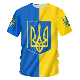 3D Ukrayna Tshirt Tam Vücut Baskı Ukrayna Bayrak Erkekler Kısa Kollu T-Shirt Savaşı ve Barış Büyük Boyu Özel T Shirt Damlası 220619