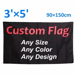 Custom Flags and Banners Printing 3x5 FT Flying Hanging Polyester Advertising Sports Decoration Company 220704