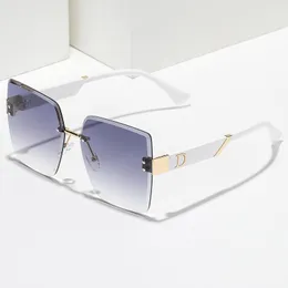 Sunglasses Womens Rimless Ladies Metal Gradient Lens Brown Black Square Sun Glasses Female Accessories SummerSunglasses