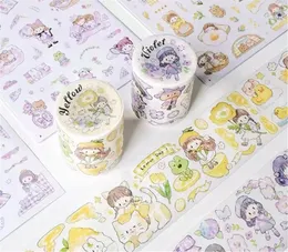 Presente Envoltório Adorável Amarelo Roxo Dos Desenhos Animados Menina Washi Fita Cartão Fazendo DIY Scrapbooking Adesivo Decorativo Presente