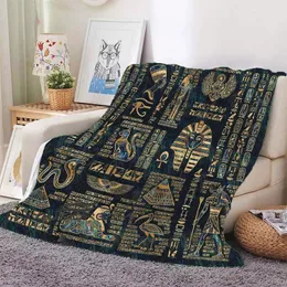 Retro mysterious ancient Egyptian graphic pattern portable family travel and rest airconditioning blanket 220616