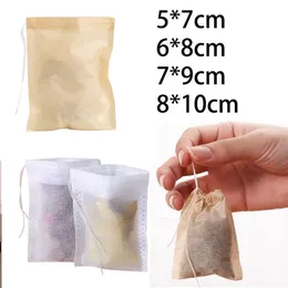 100Pcs Lot Tea Filter Bags Natural Unbleached Paper Bag Disposable Infuser Empty Pouch with Drawstring Teabags Loose Leaf Powder Herbal