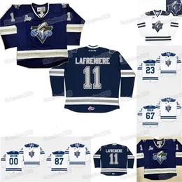 VIPCEOMITNESS Rimouski Oceanic Hockey Jerseys 11 Alexis Lafreniere 23 Frederik Gauthier 67 Michael Frolik 87 Sidney Crosby Custom Chl White Navy Blue