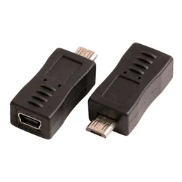 Svart färg mikro USB -hane till mini 5pin kvinnlig adapterkontaktkonverterare adapter för mobiltelefon mp3