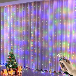 LED-Lichterketten, Weihnachtsfee-Licht, USB-Fernbedienung, Vorhang-Licht, 3 m, Girlande für Neujahr, Hochzeit, Fenster, Außendekoration