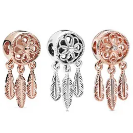 NEW 2019 100% 925 Sterling Silver Autumn Rose Spiritual Dreamcatcher Charm Beaded Fit DIY Europe Bracelet Fashion Jewelry Gift AA220315