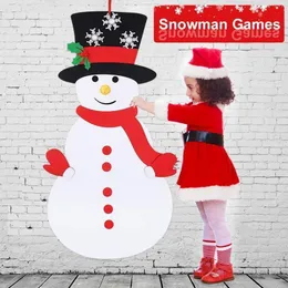 50x100cm DIY Felt Snowman Christmas Game Set God juldekoration för hem Xmas gåvor Kids Toys Navidad År 201203