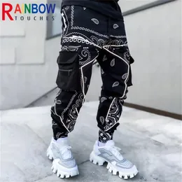 Rainbowtouches Cargo Calças Sweatpants Mens Calças Zip Bolso Homens Calças Bandana Padrão Tecido Correndo Calças Masculinas 220608