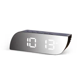 Digital Mirror Clock LED Night Lights Temperature Snooze Function Alarm s USB Table Desk Home Decor Battery Use 220426