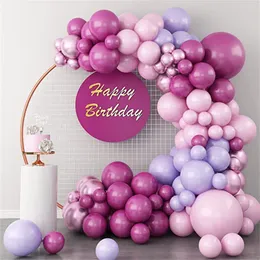 Party Decor Purple Pink Balloon Garland Arch Kit Latex Balloons Olika storlek Bruddusch Wedding Jungle Party Theme MJ0775