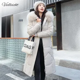 Vielleicht Cappotto invernale Donna Giacca Casual Lungo Parka Pelliccia Giacca invernale con cappuccio Donna Giù Giacca imbottita in cotone Cappotto 201210