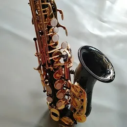 High-End Treble kleine gekrümmte Rohrsaxophon B-Flat Professionelles Sopran Saxophon Schwarzer Nickel Gold Saxo Soprano