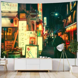 Tapestry Tokyo Street Night View Carpet Wall Hanging Psychedelic Witchcraft Hip