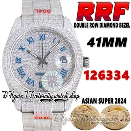 RRF Ultimo ew126334 Top A2824 Orologio da uomo automatico jh126333 bf126300 Diamante intarsiato Quadrante romano Bracciale in acciaio 904L con diamanti ghiacciati Orologi Super Edition eternity